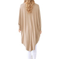 Kate Kasin Womens Casual suelta Long Batwing manga Tan vestido de alta-baja KK000706-2